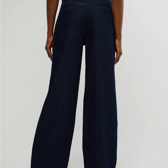 WeWoreWhat High Rise Pleated Wide Leg Pants, Raw Wash - Picture 4 of 5